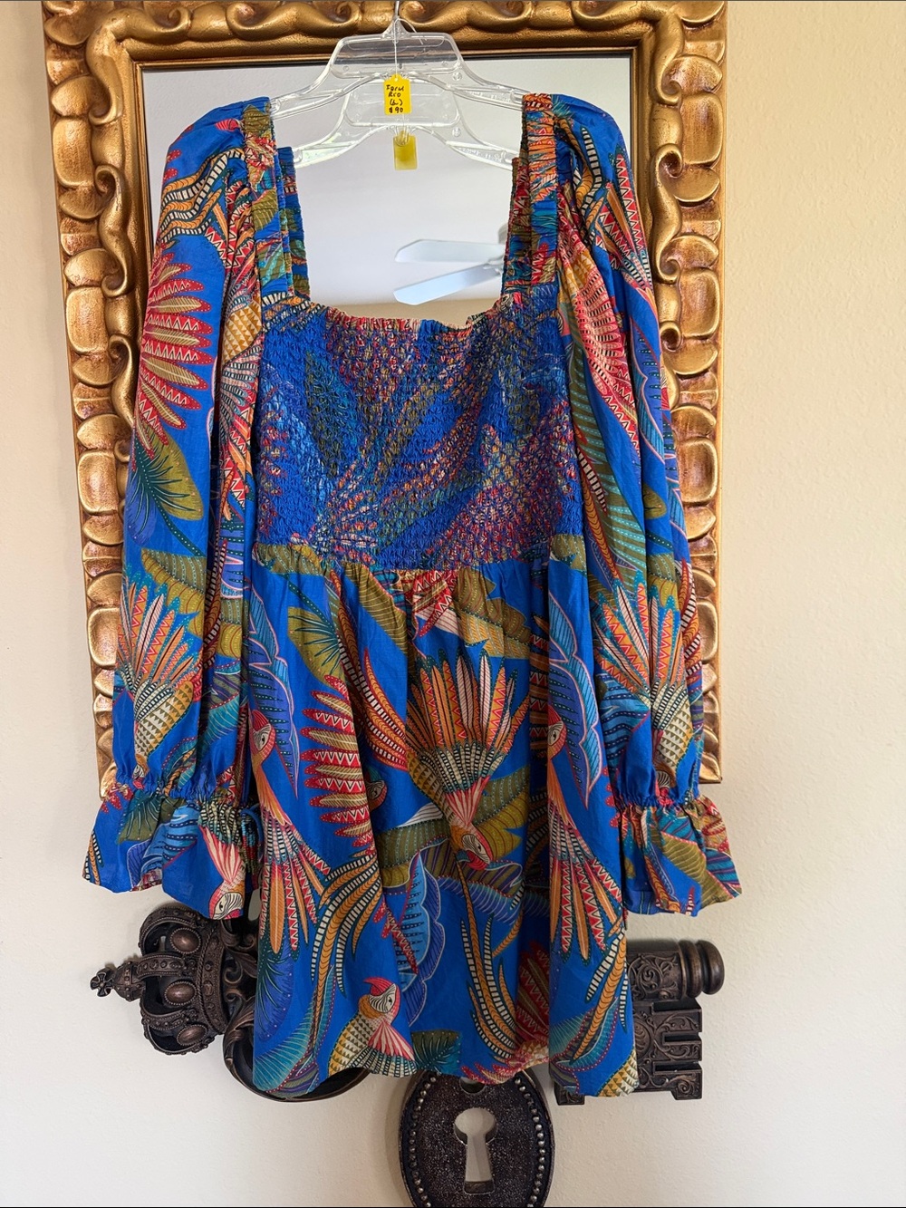 FARM Rio Blue Botanical Smocked Tunic